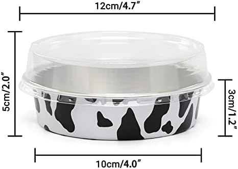 Beasea 4” 20 Pack Mini Tart Pans With Lids, Cow Print Aluminum Pie Pan 8 Oz Pie Pan Tin Tart Cupcake Disposable Pans for Pizza Pies Quiche - Image 2