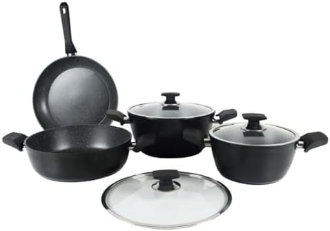Serenk Pots and Pans Set Stainless Steel, Non Stick, 7 Pieces, Non Toxic Cokware, Induction Cookware, w/Pots & Pans & Saucepans, Cooking Sets Pots and Pans (Granite 7 Pc Set) - Image 5