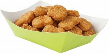 Restaurantware-Bio Tek 1 Pound Food Trays, 50 Disposable Paper Food Trays - Heavy-Duty, Greaseproof, Green Paper Food Boats, For Snacks, Appetizers, Or Treats, Use At Parties Or Carnivals by Restaurantware