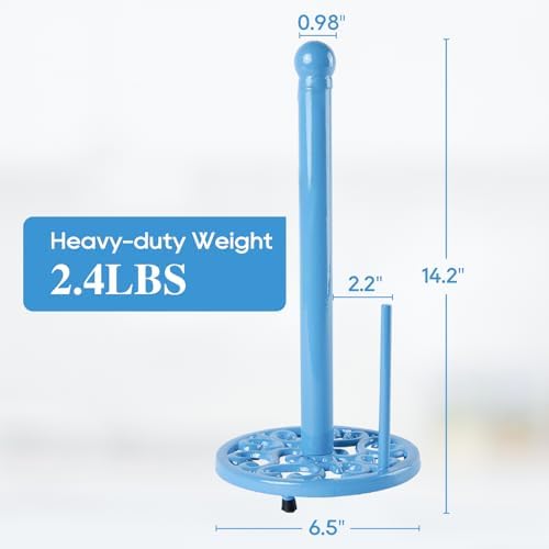 JOGREFUL Cast Iron Paper Towel Holder, Kitchen Countertop Stand Light Blue - Image 3