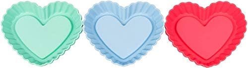 LURCH Germany Flexiform Silicone Heart Shaped Tartlet Molds - Set of 6 - Pink/Green/Blue - Image 3