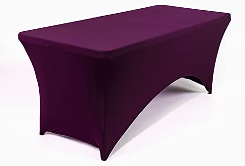 MDS® Pack of 20 Spandex Tablecloth 4FT Tight Fitted Stretch Table Cover – Washable Wrinkle-Free Reusable Elastic Patio Tablecloth for Wedding, Party, Banquet, Trade Show, Event Décor - Eggplant by MDS