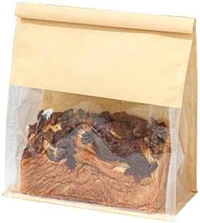 Paper Bakery Bags with Window, Kraft and White, Roll Top Closure, Food Storage for Bread Cookies Snacks (100, Kraft, Large) by Unknown