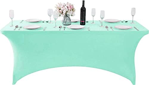MDS® Pack of 20 Spandex Tablecloth 4FT Tight Fitted Stretch Table Cover – Washable Wrinkle-Free Reusable Elastic Patio Tablecloth for Wedding, Party, Banquet, Trade Show, Event Décor - Sea Green - Image 2