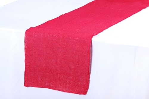MDS® Pack of 5 Natural Burlap Table Runner, 12 x 72 Inch, Jute Rustic Farmhouse Boho Table Decor for Wedding Reception, Dining Table, Bridal Shower, Baby Shower & Party Decorations - Magenta - Image 3