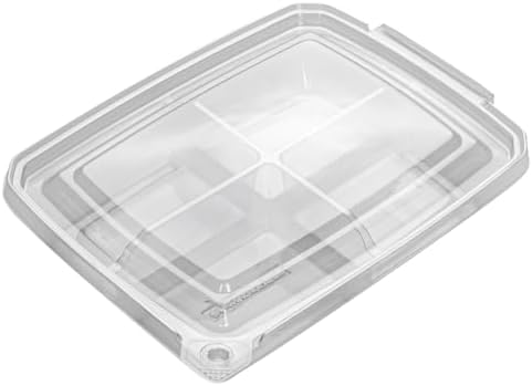 Tamper Tek 13 Ounce Rectangle Take Out Containers, 100 Durable Carryout Containers - Tamper-Evident, Freezable, Clear Plastic To-Go Containers, 4 Compartments, With Hinged Lids - Restaurantware - Image 2