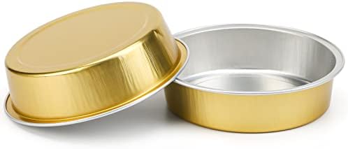 Beasea Aluminum Foil Pie Pan 4 inch Round Oven Baking Mini Cake Pan, 20 Pcs 8 Oz Aluminum Pie Pan Tin Golden Tart Pans for Pie Tart Quiche - Image 4