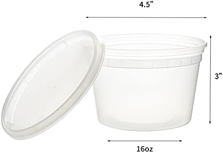 [48Set - 16oz.] Plastic Deli Food Storage Containers With Plastic Lids, Disposable togo containers for soup, Meal Prep, Slime | BPA Free | Stackable | Leakproof | Microwave | Dishwasher | Freezer Safe - Image 2