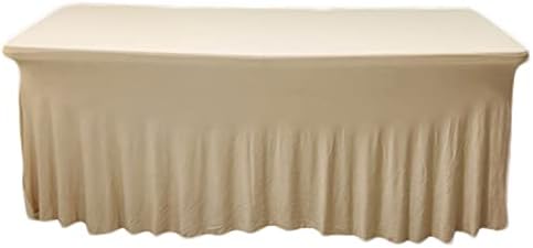 Spandex Table Covers 4ft Rectangle Champagne Tablecloth, Fitted Tablecloth Protector Covers For 4 Foot Tables Decoration Wedding Baby Shower Birthday Party Banquet Event Meeting Business Dinner by hapygasmAZ