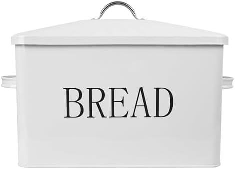 DreamsEden Large Bread Box, Metal Loaf Storage Container for Kitchen Countertop (White) by DreamsEden