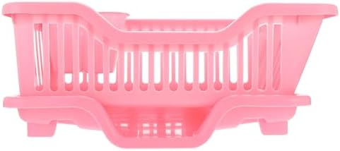 Cabilock 1 Set Kitchen Draining Rack Dish Drainer Basket Bowl Drying Holder Utensils Storage Shelf Space Saver Basket for Home Kitchen Bathroom Counter Pink by cabilock
