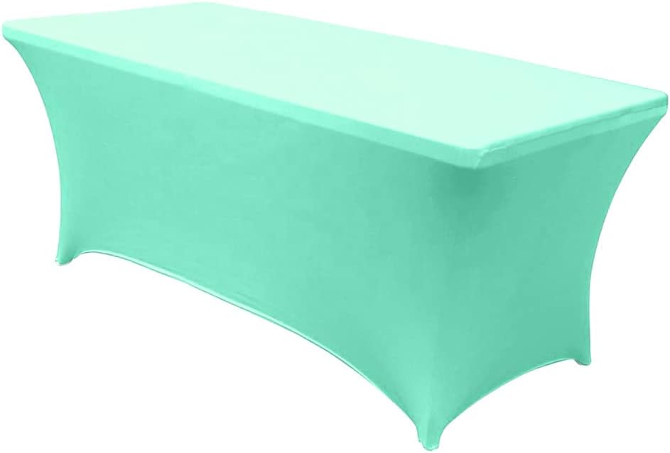 MDS® Pack of 20 Spandex Tablecloth 4FT Tight Fitted Stretch Table Cover – Washable Wrinkle-Free Reusable Elastic Patio Tablecloth for Wedding, Party, Banquet, Trade Show, Event Décor - Sea Green by MDS