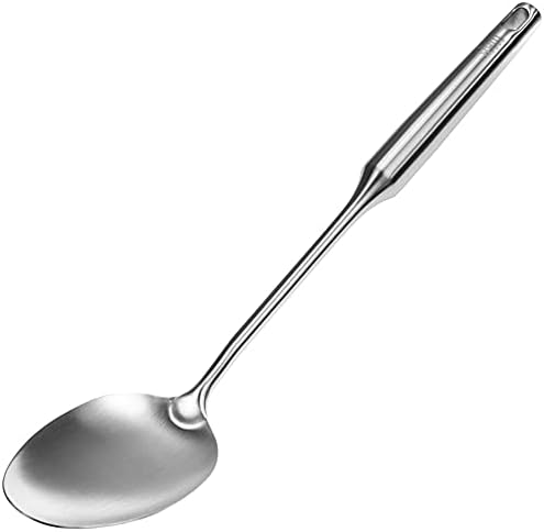 YBM Home Stainless Steel Cooking Spoon - Solid Silver Coated Large Serving Utensil 14 inch, 1 Pack by YBMHome