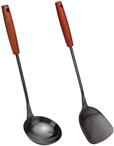 FJNATINH Spatula & Ladle Wok Tool Set, 14.2-15 inches Wok Utensils, Stainless Steel Wok Spatula by HOMEKITCHENTOOL