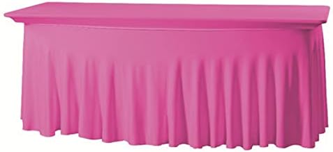 8ft Rectangle Table Covers Fitted Pink with Elastic, Outdoor Waterproof Stretch Spandex Table Cloth Table Skirt for Birthday Party, Events, Banquette Baby Shower by hapygasmAZ