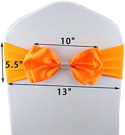 12 PCS Double Bows Stretch Chair Sashes, for Wedding Party Chair Cover Decoration, Spandex Stretch Chairs Bands (Pack of 12 Orange) - Image 6