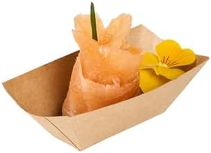 Restaurantware-Bio Tek 2 Ounce Food Boats, 50 Disposable Paper Food Trays - Heavy-Duty, Grease-Resistant, Kraft Paper Food Boats, For Snacks, Appetizers, Or Treats, Use At Parties Or Carnivals by Restaurantware