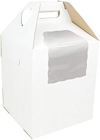 O'CREME Tall White/Kraft Cake-Carrier Box 14 Inch x 14 Inch x 16 Inch High with Window - Pack of 3 - Image 2