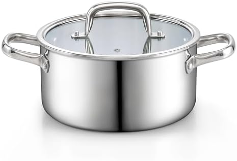 Cook N Home 4 Quart Tri-Ply Clad Stainless Steel Stock Pot with Lid by CookNHome