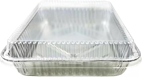 PACTOGO 13" x 9" x 2" Disposable Aluminum Foil Oblong Cake Pans with Dome Lids - 108 Fluid Ounces Rectangular Pan - Perfect For Baking and Storing Cakes, Casseroles, Rolls REF# 394 (Pack of 12 Sets) - Image 3