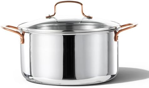 CAROTE 8 Qt Tri-Ply Stainless Steel Stockpot, Non-Toxic Stock Pot with Lid, Soup Pot for Pasta, Even Heating, Oven Safe, Induction, Ceramic and Gas Cooktops Compatible, Sliver, Mothers Day Gifts by CAROTE