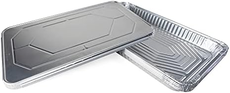 IDL Packaging Full Size Aluminum Steam Table Pans with Lids - Shallow, 21" x 13" x 1.5" (pack of 5) - Disposable Foil Pan for Grilling, Roasting, BBQ, Cooking, Baking, Freezing by IDLPackaging