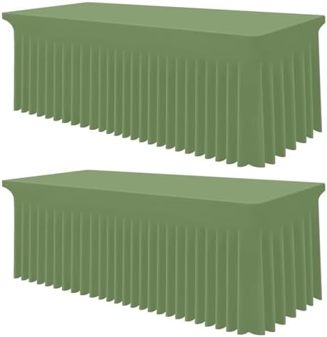 Smiry 2 Pack Spandex Elastic Fitted Table Cloth Skirt for 4FT Table by Smiry