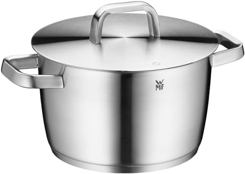 WMF Iconic Cooking Pot Large 22 cm Metal Lid Induction Casserole Pot 4.7 L Large Pot Polished Cromargan Stainless Steel Uncoated by WMF