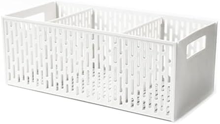 Tyenaza Plastic Storage Basket Divider 3 Compartments Space Saving Food Storage Bins for Fruit, Vegetables, Snacks (12 x 15 x 32 cm) by Tyenaza