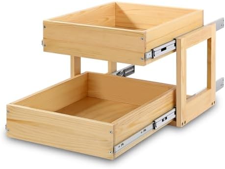 Mulush Pull Out Cabinet Organizer 20''W×21''D×16''H Soft Close Slide Out Wood Drawer Shelves for Kitchen, Finished, Bottom Assembly(Cabniet Require Opening >20.5'', Depth>21.5'', Height>16.5'') by Mulush