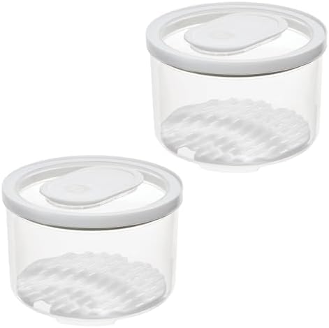 iDesign Round Fridge Produce Bin with Removable Drainage Tray and Lid - Set of 2 - Clear by iDesign