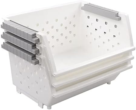 3 Pack Large Stackable Storage Bins Kitchen Plastic Stacking Basket - Image 7