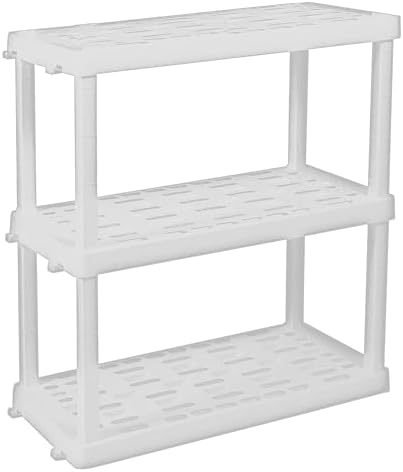 Oskar Heavy Duty Plastic Storage Shelves- for Garage, Kitchen, Bathroom Basement Kids Room, Stackable 3-Tier White, Organizer Rack for Books Shoes, Toys, Pantry, Cleaning and Closet Organization - Image 4