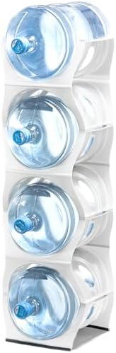 Bariboo Stackable Water Bottle Storage Rack Best Water Jugs 5 Gallon Organizer. Jug Holder for Kitchen, Cabinet and Office Organizing. Reinforced Polypropylene (White, 4 No Shelf) by Bariboo