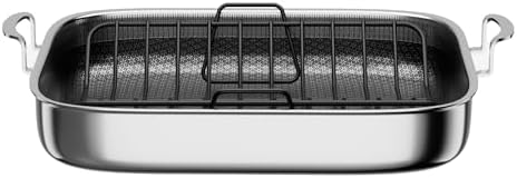 COOKER KING Hybrid Stainless Steel Nonstick Roasting Pan with Rack, 18x15" by cookerking