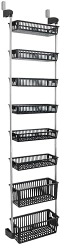 Smart Design Over-the-Door Organizer for Storage – Perfect for Pantry Organization, Bedroom, Bathroom Storage, Playroom, or Kitchen - Adjustable Steel Frame with 8 Baskets & Wall Mount – Black … - Image 2