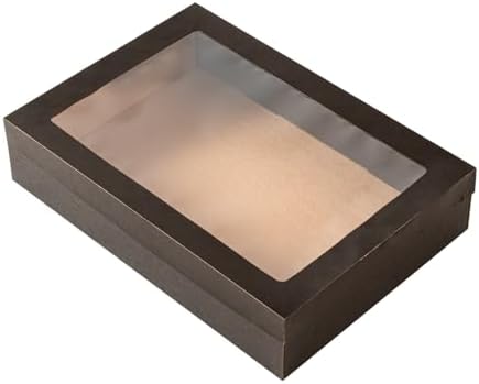 Restaurantware Catering Box With Lid 100 Count 14.33 x 10.04 x 3.15 Inch Paper Rectangle Disposable Food Packaging Box, Rectangular Grease-Resistant Tab-Lock Black Container for Meal Prep by Restaurantware