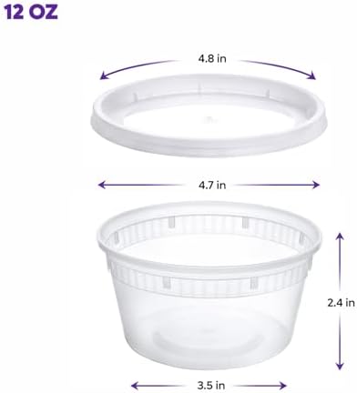 Pantry Value [Case of 240 12 oz. Plastic Food Storage Deli Containers with Lids - Perfect for Storing Soups, Sauces, and Snacks - Image 2