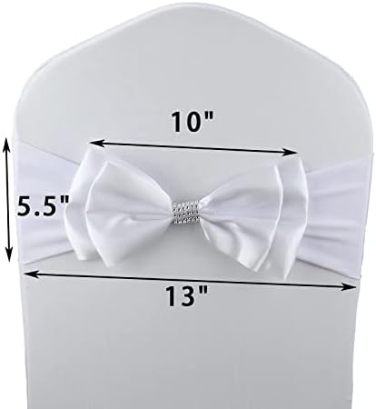 6 PCS Double Bows Stretch Chair Sashes, for Wedding Party Chair Cover Decoration, Spandex Stretch Chairs Bands (Pack of 6 White) - Image 6