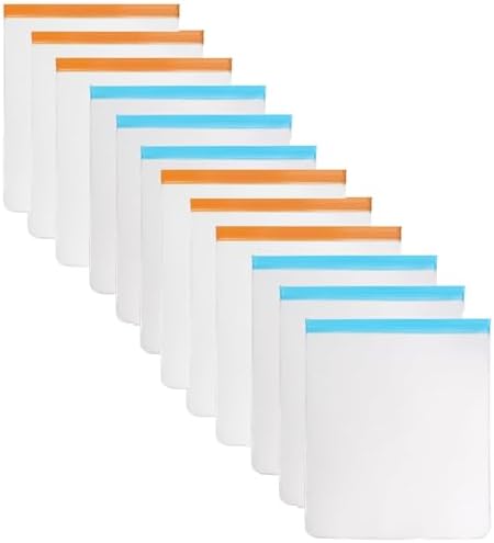 12 Pcs 2 Gallon Reusable Food Storage Freezer Bags, Large Capacity, BPA Free Reusable Food Pouches, Used For Home Food Storage And Camping (Multicolor 12 Pack) by BECOKIT
