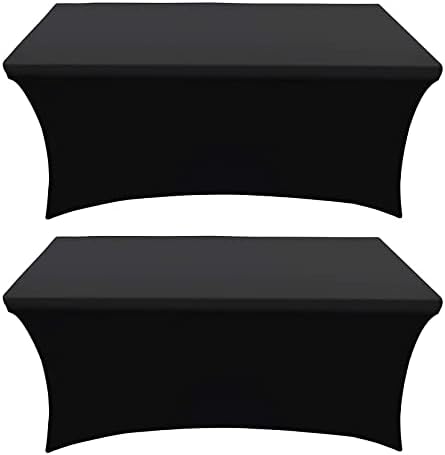 Banquet Tables Pro 6 ft Black 2 Pack Stretch Tight Fit Spandex Rectangular Folding Tablecover for 30Wx72Lx30H Folding Patio Tables, Banquet,Party by BanquetTablesPro