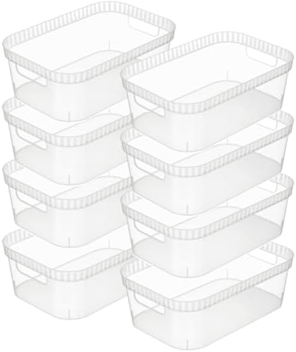 Tribello Modern Cabinet Organizers And Storage Pantry Shelf Organizer - Clear Plastic Storage Bins - Bulk 8-Pack (Medium - 12” X 8” X 4”) by Tribello