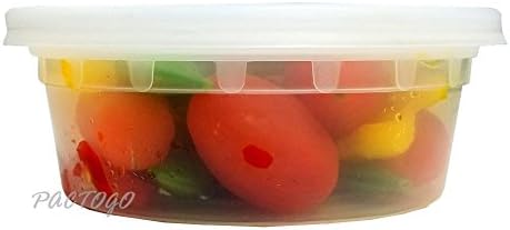 PCM 8 oz. Heavy Duty Round Deli Food Soup Plastic Container w/Lid 100% BPA Free (Pack of 12 Sets) - Image 5