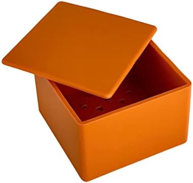 CapaBunga Cheese Vault for Soft Cheese - Reusable Artisan Cheese Storage Container for Fridge - Food Grade Silicone Cheese Container 5x5x3.5” - Easy to Clean Cheese Keeper for Refrigerator – Orange by CapaBunga