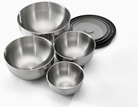 Joseph Joseph Prep&Store- Stainless Steel Mixing Nest Bowls with Lids, 8 piece Metal Bowl food Storage Set, Stainless Steel - Image 3