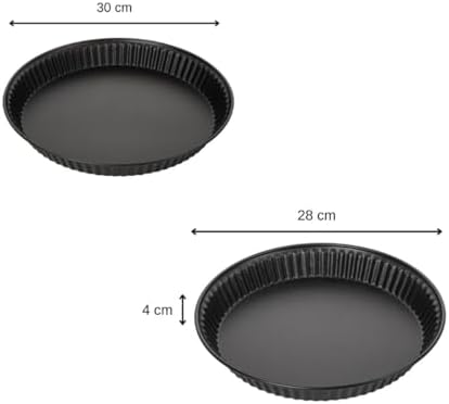 Zenker 9980050 Set of 2 Lorraine Tart or Quiche Tins, Pie Dish, Stainless Steel, Black, Diameter 28 cm and 30 cm - Image 2