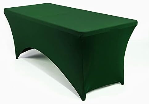 MDS® Pack of 10 Spandex Tablecloth 6FT Tight Fitted Stretch Table Cover – Washable Wrinkle-Free Reusable Elastic Patio Tablecloth for Wedding, Party, Banquet, Trade Show, Event Décor - Green by MDS