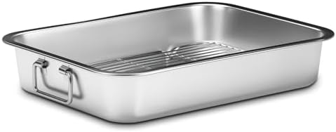 Stainless Steel Turkey Roasting Pan with Rack & Handles, Heavy Duty Food-Safe Turkey Pan Dishwasher Safe, Perfect for Cooking Turkey and Steak for Thanksgiving and Christmas (Standard) by Unknown
