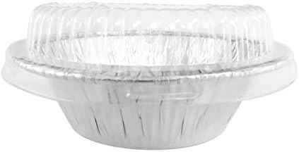 KitchenDance Mini Pie Tins with Snap-On Lids - Aluminum Pie Pans for Single Portions - Ideal for Fruit Tarts, Pies, Cheesecakes, Cobblers, Flan - Oven and Freezer Safe - 1152P (50, Silver) by Unknown