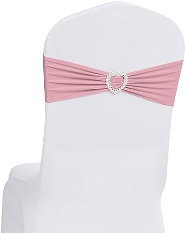 Pack of 30 Spandex Chair Sashes Bows Stretch Chair Cover Band with Buckle Slider Universal Elastic Chair Ties for Wedding Banquet Party Event Decoration (Dusty Pink) by Howhic